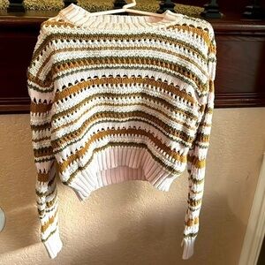 Full Tilt Little Girls XS 6/6X Crochet Crewneck Grandma Granny Core Sweater